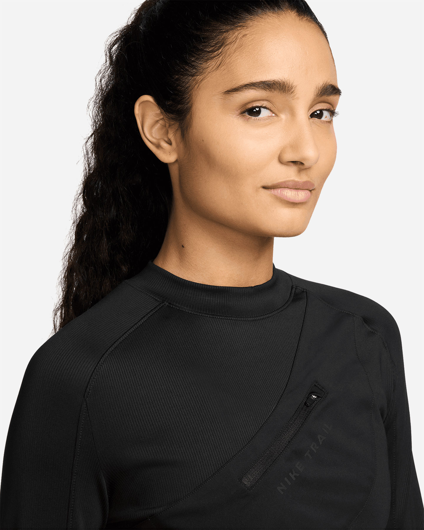 Maglia running NIKE TRAIL CROPPED W - Nero - 3 | Cisalfa Sport
