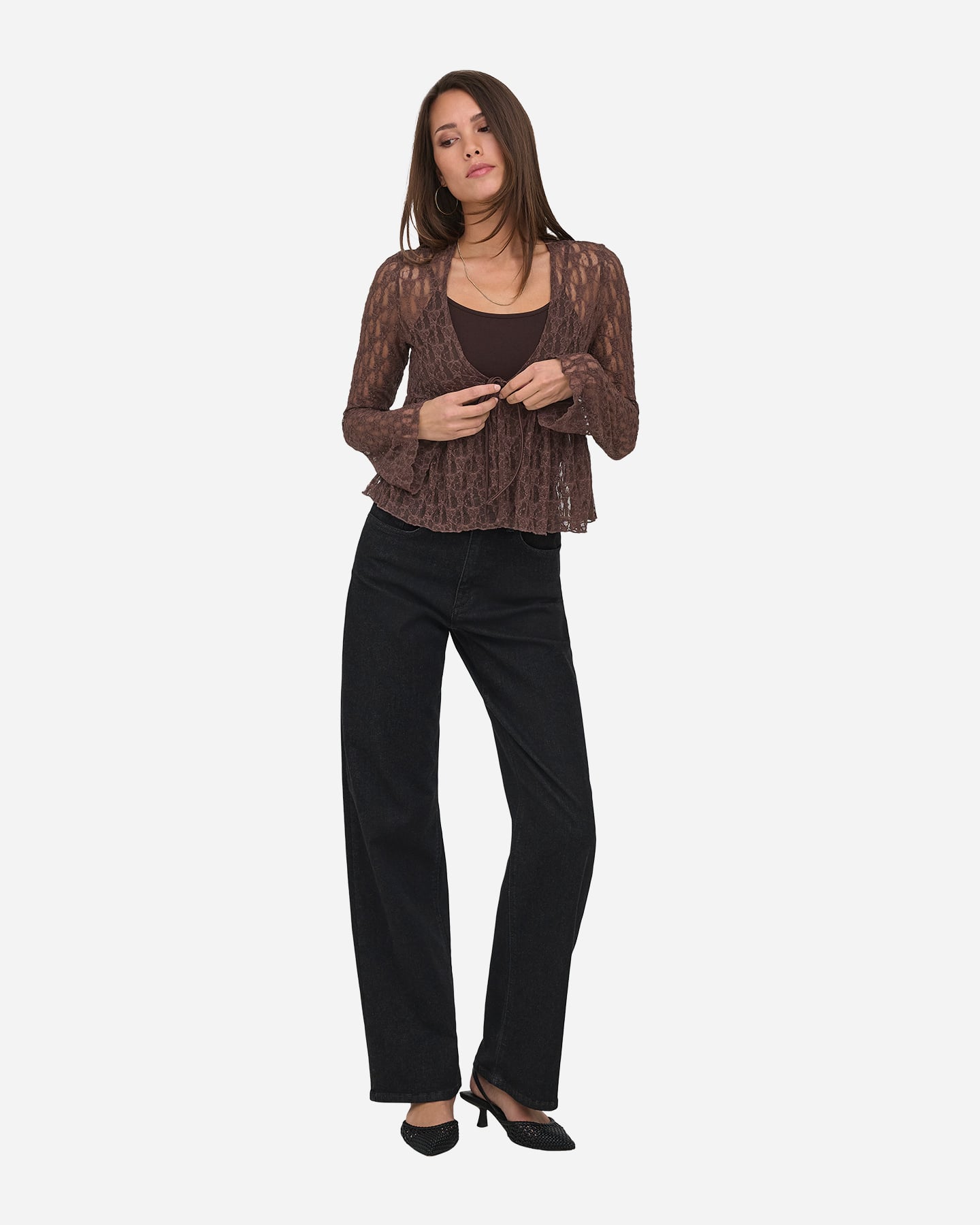 T-shirt ONLY LAYA EFFETTO PIZZO W - Marrone - 3 | Cisalfa Sport