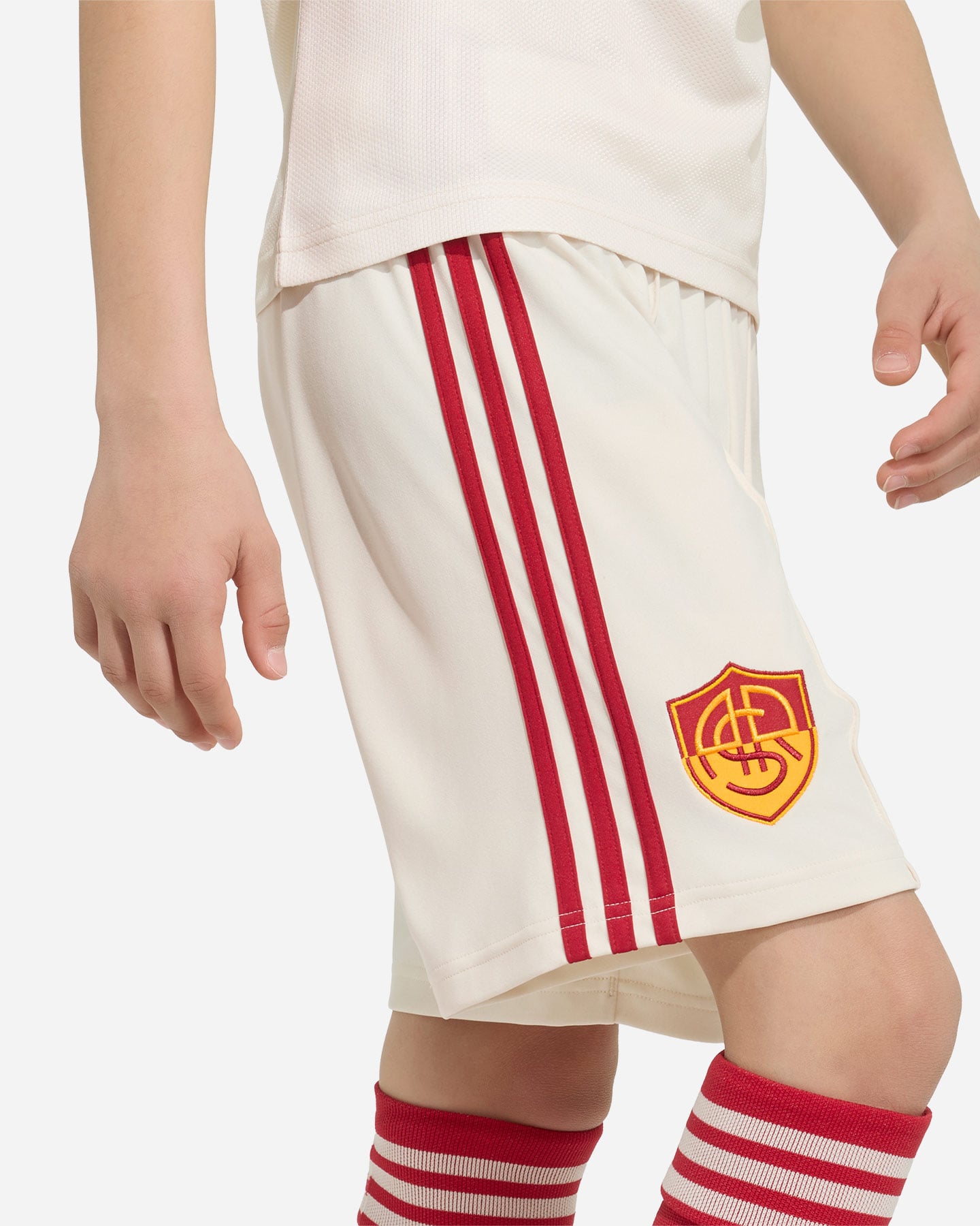 Pantaloncini calcio ufficiali ADIDAS AS ROMA AWAY 26-27 JR - Bianco - 4 | Cisalfa Sport