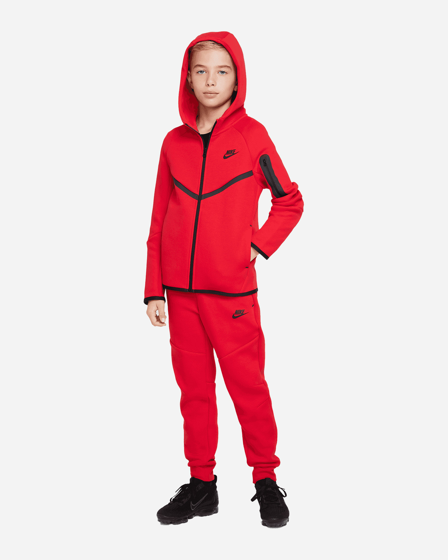 Felpa NIKE TECH FLEECE 2 JR - Rosso - 2 | Cisalfa Sport