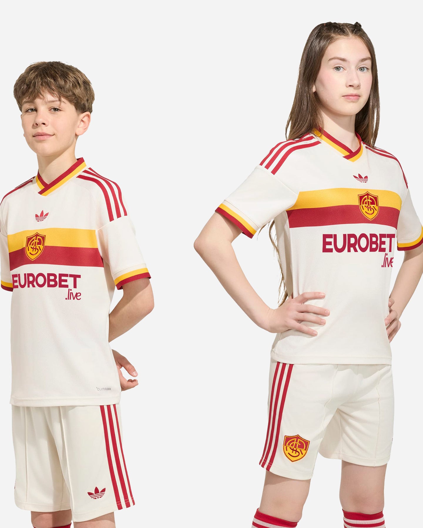 Pantaloncini calcio ufficiali ADIDAS AS ROMA AWAY 26-27 JR - Bianco - 2 | Cisalfa Sport