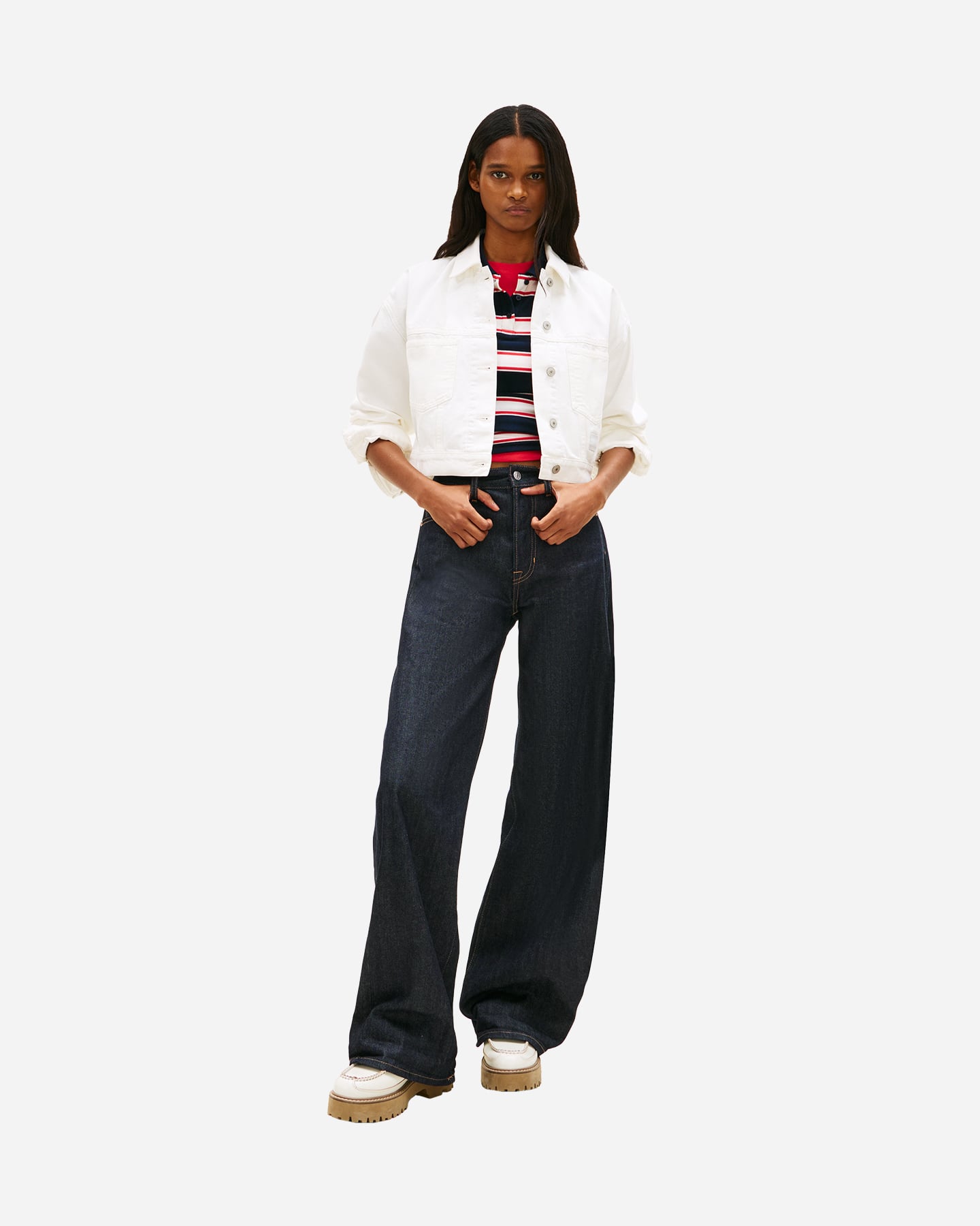 Giubbotto TOMMY HILFIGER CROP BACK FLAG DENIM W - Bianco - 2 | Cisalfa Sport